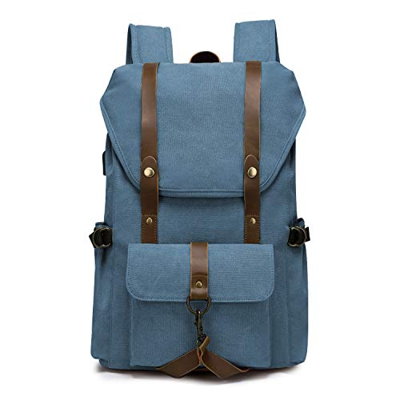 TAK Mochila para Portátil 15.6 Pulgadas de Casual Mochila Escolares Juveniles Mochila Vintaje para Universidad/Trabajo/Oficina/Diario Azul Oscuro