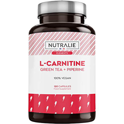 L-Carnitina Pura | Quemagrasas Potente Vegano para Perder Peso con L Carnitina, Té Verde Natural y Pimienta Negra | 120 Cápsulas Veganas Nutralie en oferta