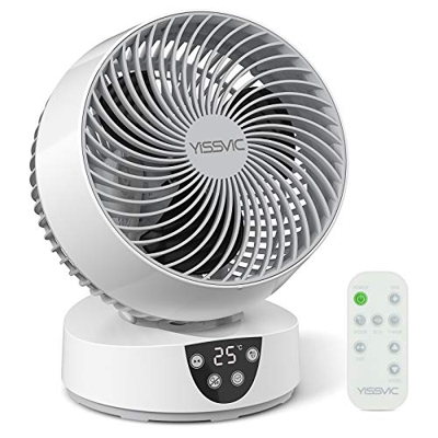 YISSVIC Ventilador de Circulación de Aire Ventilador de Mesa Ventilador Turbo Potente 3D Silencioso 6,8m/s 1800m³/h 4 Velocidades Oscilante 90° con Co