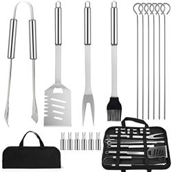 Utensilios para Barbacoa Accesorios Barbacoa 17PCS Kit Barbacoa Set Acero Inoxidable Acampan Barbacoa con Espátula Pinzas Tenedores Pinceles Brochetas precio