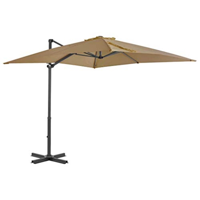 Festnight Sombrilla Parasol Voladiza para Terraza Jardín Playa Piscina Patio, Diseño Inclinable y Giratorio 360 Grados Gris Topo 250x250 cm