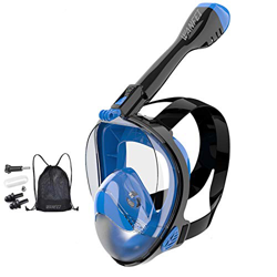 WANFEI Máscara de Buceo, 180° Máscara de Snorkel Doble Vía Aérea Panorámica Gafas Buceo de Cara Completa Gafas de Bucear Anti-Niebla y Anti-Fugas, Apo características