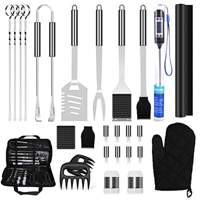 Utensilios Barbacoa Accesorios Barbacoa 27PCS Kit Barbacoa Set Acero Inoxidable para Camping Barbacoa Juego Completo de Utensilios para Barbacoa al Ai