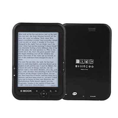 Mugast E-Reader de 6", HD 300DPI 800x600 E-Ink Ink Screen FM E-Book Reader con Zoom de Fuente/Transformación de Fuente/Marcador/Saltar página/Leer en 