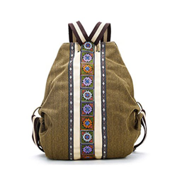 REFURBISHHOUSE Mochila de Lienzo Etnico Tribal para Mujer Bolsa de Hombro Hippie Mochila de Estilo de Bohemio para Ninas características