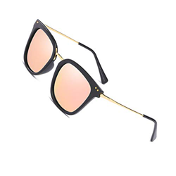 Cyxus Retro Gafas de Sol Mujer Polarizadas, Gafas de Sol para Mujer UV400 Protection - Stylo Ojos de Gato (Lens Rosa/Marco Negro) en oferta