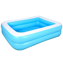 Piscina hinchable familiar azul rectangular exterior grueso fiesta de agua verano para niños comida trasera – 128 x 85 x 45 cm (128 cm) en oferta