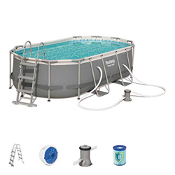 Bestway - Kit de piscina ovalado de Power Steel (4,24 x 2,50 x 1,00 m, incluye escalera, dispensador Chemconnect y bomba de filtración) en oferta