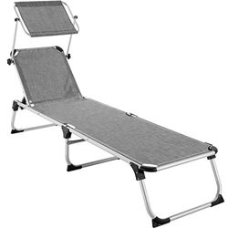 TecTake 800812 Tumbona, Tumbona Plegable para la Piscina con Parasol Ajustable, Asiento portátil para Playa con Respaldo reclinable, Tumbón Exterior p precio