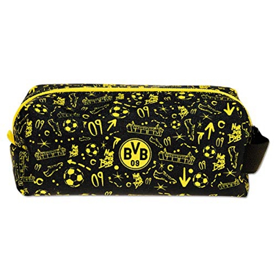 Borussia Dortmund BVB-Faulenzermäppchen groß Estuche, Unisex niños, Amarillo y Negro, Talla única