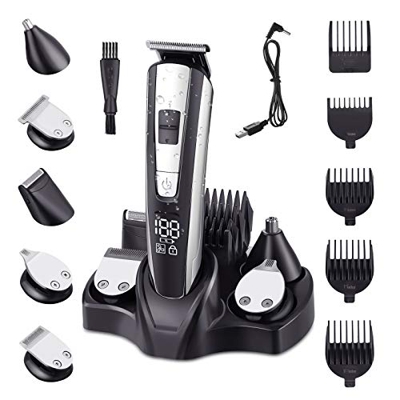 11 in 1 Maquina Cortar Pelo Profesional, Cortapelos Hombre con 2 Velocidades Ajustables, Recargable Maquinilla de Afeitar Hombre con Pantalla LED, Mul