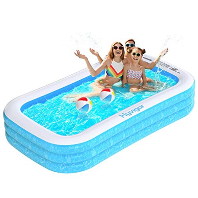 Hyvigor Piscina Hinchable Rectangular, Piscina Inflable Familiar 242 x 142 x 56cm con 2 Pelotas, 3 Cámara de Aire, Bolsa de Almacenamiento para 2 Adul