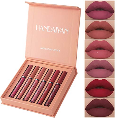 Richaa Lápiz Labial Líquido, 6pcs Pintalabios Mate Labiales Líquidos Barra de Labios Mate Colores Labiales Mate Larga Duracion - Regalo San Valentín, 