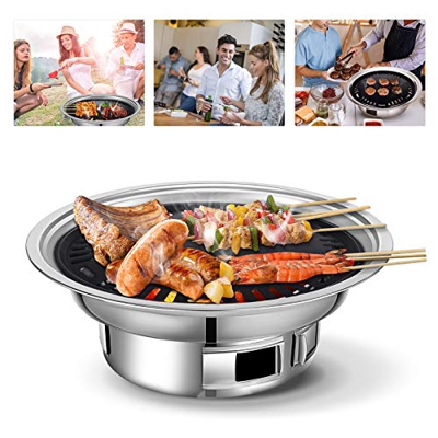 TELAM Parrilla de carbón portátil, Barbacoa Plegable para Acampar al Aire Libre, Juegos de Herramientas de Barbacoa de carbón de Acero Inoxidable de s