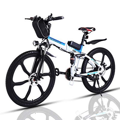 VIVI Bicicleta Electrica Plegable 350W Bicicleta Eléctrica Montaña, Bicicleta Montaña Adulto Bicicleta Electrica Plegable con Rueda Integrada de 26", 