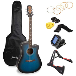 Martin Smith Premium Kit de guitarra acústica con afinador de guitarra, bolsa de guitarra, soporte de guitarra, cuerdas de guitarra, plectrums y sopor características