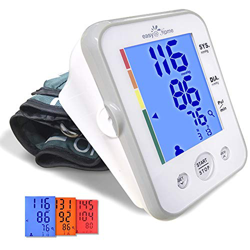 Easy@Home Tensiómetro de brazo digital-Monitor electrónico para medir la presión arterial en casa Con indicador de hipertensión en 3 colores Controlar en oferta