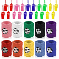 Muñequera Deportiva Muñequeras Algodón 10PCS + Entrenadores Silbido con Cuerdas 20PCS, Muñequera Fútbol Muñequeras de Gimnasia Artística Muñequeras El características