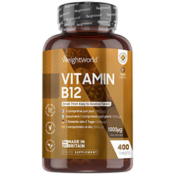 Vitamina B12 Vegana 1000mcg 400 Comprimidos, Vegano - Suministro para más de 1 Año, Reduce Cansancio y Fatiga, Contribuye al Funcionamiento Normal del en oferta