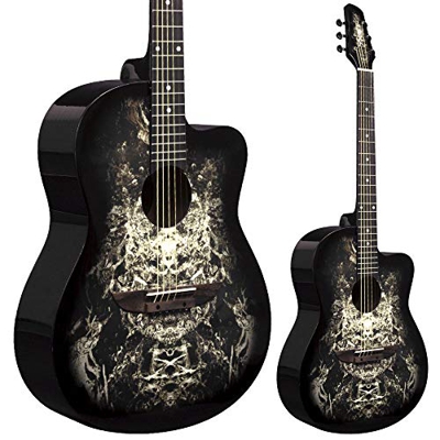 Lindo 933C Apprentice Series - Guitarra acústica (con cutaway veneciano y funda), color negro