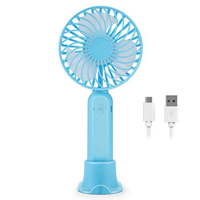 Aitsite Ventiladores USB Mini Ventilador de Mano 2000mAh Ventilador Portátil Recargable con Carga USB 1M Cable de Datos y Base desmontable USB Fan con