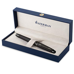 Pluma estilográfica Waterman Expert | Lacado en negro metalizado con detalles en rutenio | Plumín fino de acero inoxidable revestido de PVD | Tinta az precio