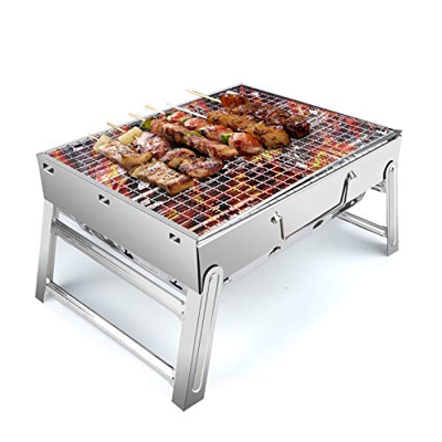 UTTORA Barbacoa Portátil, BBQ Barbacoa de Carbón Acero Inoxidable con Rejilla Plegable Portátil Barbacoa Carbon Al Aire Libre BBQ para Jardín, Picnic,