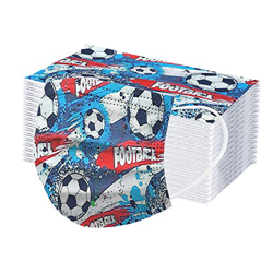 50 Piezas Niños Niñas Fútbol_Mascarillas, 3 Capas tela no tejida_Mascara, 3D Estéreo Hermosa Diseño Impresión, Sin Posicionamiento Cómodo, Respirable  precio