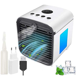 DIKER Aire Acondicionado móvi portátil Ventilador Pequeño, Air Cooler Enfriador de Air Personal y portátil, 7 Luces LED, 3 Velocidades, para el hogar/ características