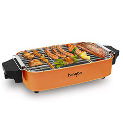 HengBo Barbacoa Eléctrica Sin Humo, Parrilla Barbacoa Electrica Desmontable con Bandeja de Goteo, Superficie de Cocción 38 x 24 cm, para 5 Personas, 1 características