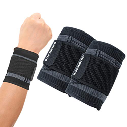 SUPRBIRD 2 Piezas Muñequeras Deportivas,Correas de muñeca elástica Banda de Soporte de muñeca Transpirable,para Tenis,,Gimnasio,Deporte,Flexiones (L) en oferta