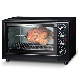 Grunkel - HR-48RUSTIC - Horno eléctrico multifunción de sobremesa de 48l con 3 funciones de calor y selector de temperatura hasta 230ºC. Incluye rusti características