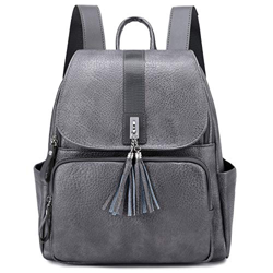 Travistar Mochila para Mujer - Elegante de Piel Sintética Mochila, Estilo Casual para el Colegio o la Escuela Mochila Antirrobo (Gris) en oferta