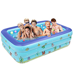 ARNTY Piscina Hinchable,Piscina Rectangular,Grande Piscina Infantil Piscina Duradera para Patio,Jardín,Fiesta al Aire Libre (262 * 175 * 60cm, Mar Pro en oferta