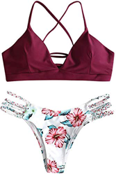 NTNY3 Conjunto De Bikini para Mujer Ropa De BañO Push Up (Vino Tinto, S) características