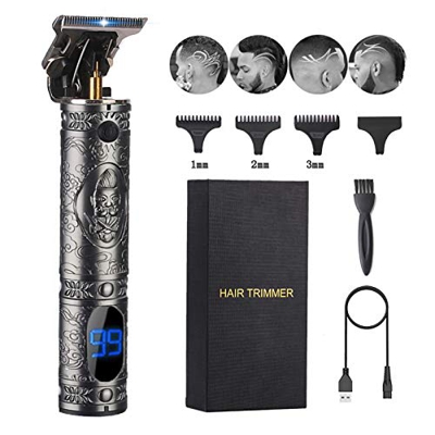 Máquina Cortar Pelo, Cortapelos Hombre Profesional, Inalámbrico Corte Pelo, Recortadora Eléctrica, Recortador Pelo Barba Kit, Carga USB, Pantalla Digi