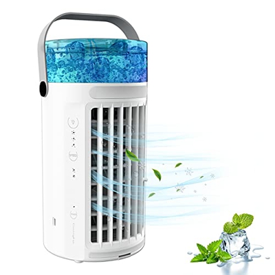 YPingk Enfriador de Aire 5 en 1, Mini Aire Acondicionado Portatil Silencioso con Función de Humidificación y Purificación, Temporizador de 2/4 h Clima