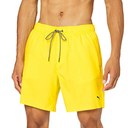 PUMA Mid-Length Men's Swimming Shorts-Visible Drawcord Pantalones Cortos para Tabla, Amarillo, M para Hombre en oferta