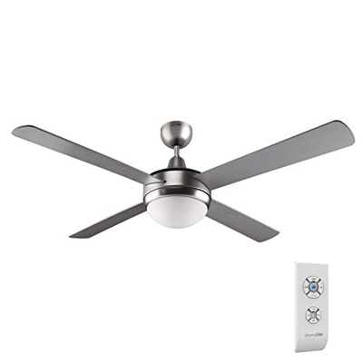 UNIVERSALBLUE | Ventilador de Techo INOX | Luz | Mando a Distancia | 70 W | 132 cm | Temporizador