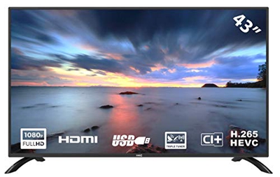 HKC 43F3 Televisor LED de 109 cm (43 Pulgadas) (Full HD, sintonizador Triple (DVB-C / -T2 / -S2), Ci +, HDMI, Reproductor Multimedia a través de USB 2