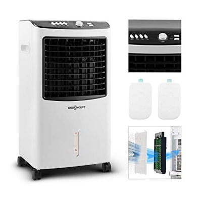 oneConcept MCH-2 V2 - Ventilador 3-en-1 portátil, Enfriador de aire, Humidificador, Tanque 7 L, 360 m³/h, 65 W, 2 baterías de refrigeración, Oscilació