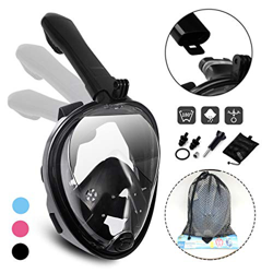 Athyior Máscara Buceo Snorkel Cara Adultos Jóvenes Máscara Facial Completa 180 ° Vista Completa Máscara de Snorkel Anti-Vaho Anti-Fuga Cámara Montar en oferta