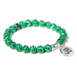 Handmade Natural Stone Lotus Ohm Buddha Beads Bracelet Pink Zebra Stone Lotus Charm Bracelet For Women Men Yoga  Jewelry Gifts-Malachite,23Cm características