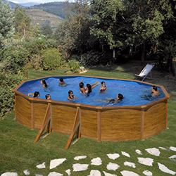 Pool Set Gala pagos by Gre – Acero Pared óptica de madera ovalada Pool 610 x 375 x 120 cm precio