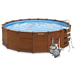 Intex 28382 - piscina desmontable tubular sequoia panel madera 478x124cm con depuradora de arena y complementos en oferta