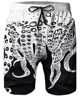 TUONROAD Bañadores para Hombre 3D Pulpo Traje de Baño Secado Rápido Ligero Baño Playa Shorts XL