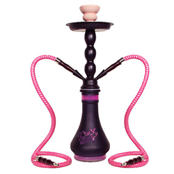 MADGROW. Cachimba Tokio. Negra-Rosa Mate. Shisha de 45 cm. SÚPER Pack: cazoleta Extra +10 Pastillas CARBÓN +escobilla + sartén carbón +boquillas XXL + en oferta