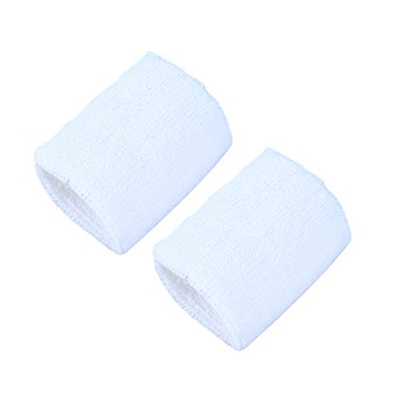 VORCOOL 2PC Deportes Muñequera Sudorosa Toalla Corriendo Baloncesto Muñequera Elástica Bandas de Mano de algodón Blanco