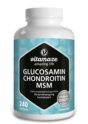 Glucosamina, Condroitina, MSM + Vitamina C Complejo VITAL alta Dosis, 240 Cápsulas durante 2 Meses, Suplemento Alimenticio Natural sin Aditivos Innece en oferta