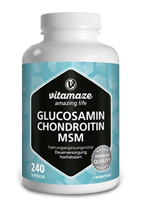 Glucosamina, Condroitina, MSM + Vitamina C Complejo VITAL alta Dosis, 240 Cápsulas durante 2 Meses, Suplemento Alimenticio Natural sin Aditivos Innece